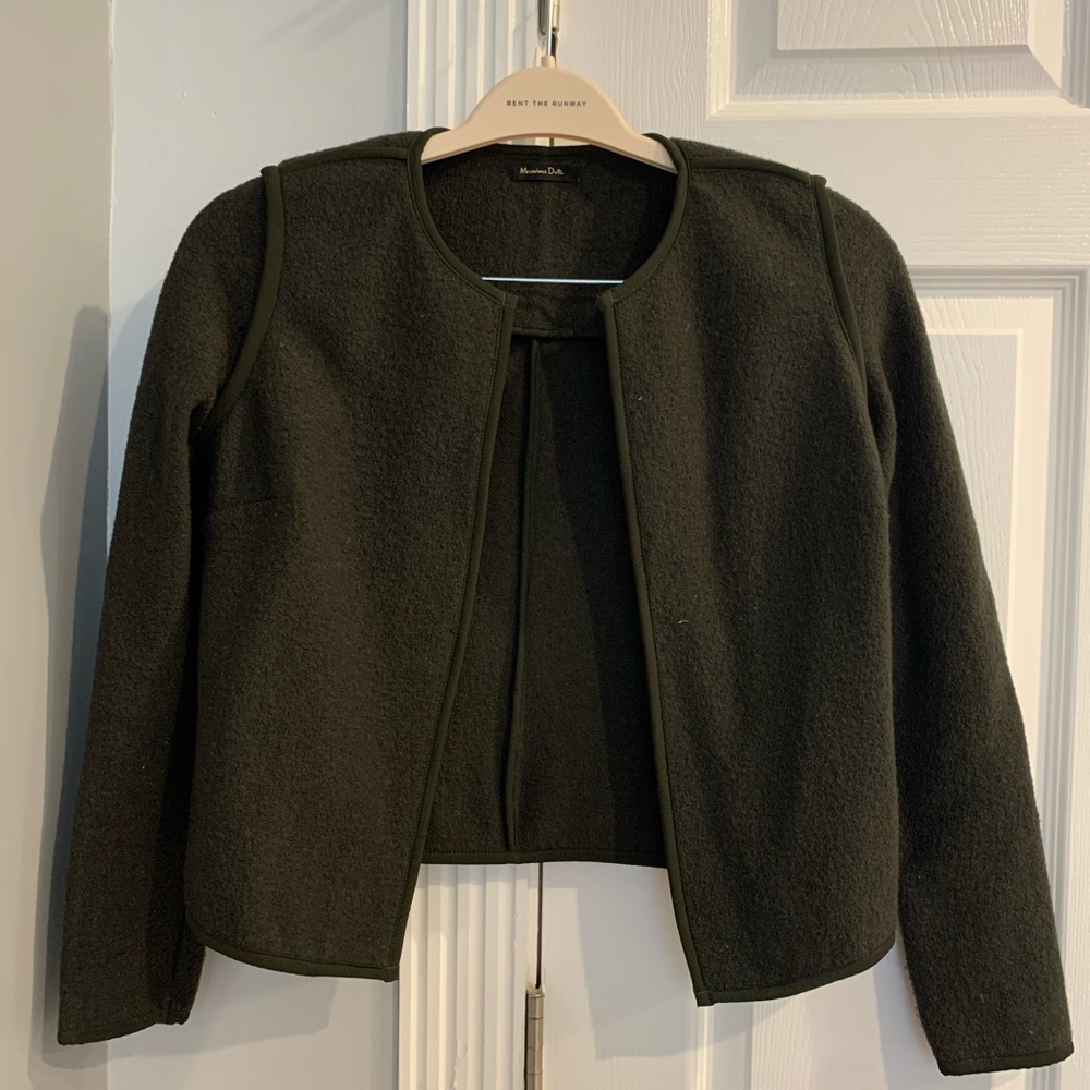 Massimo Dutti cropped olive green jacket